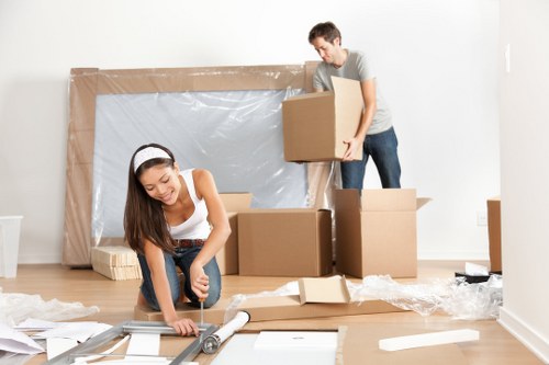 Removal truck loading belongings
